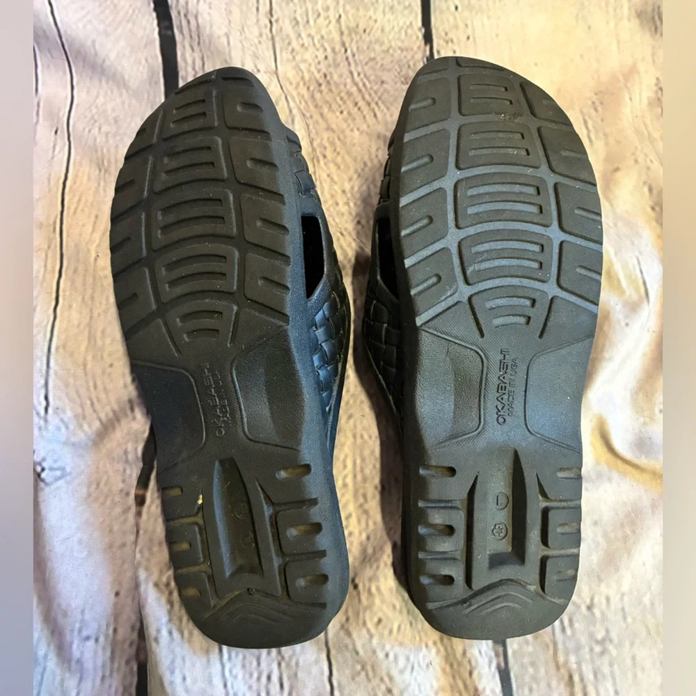 Okabashi Torino Black Slip On Slide Sandals‎ Arch Support Men’s Sz L 7.5/8.5 GUC